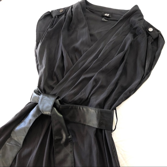 [ Sold ] H&M Wrap Dress with Vegan Leather Belt, Size 10 - Picture 1 of 8
